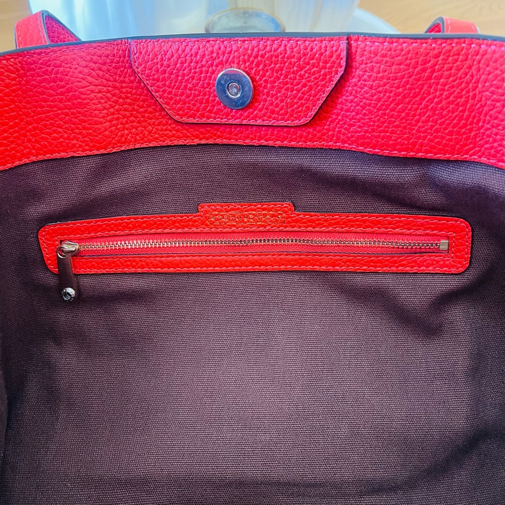 Henri BENDEL Orange Coral Leather Noho Novelty Gusset Large Braided Work Bag - Picture 11 of 16